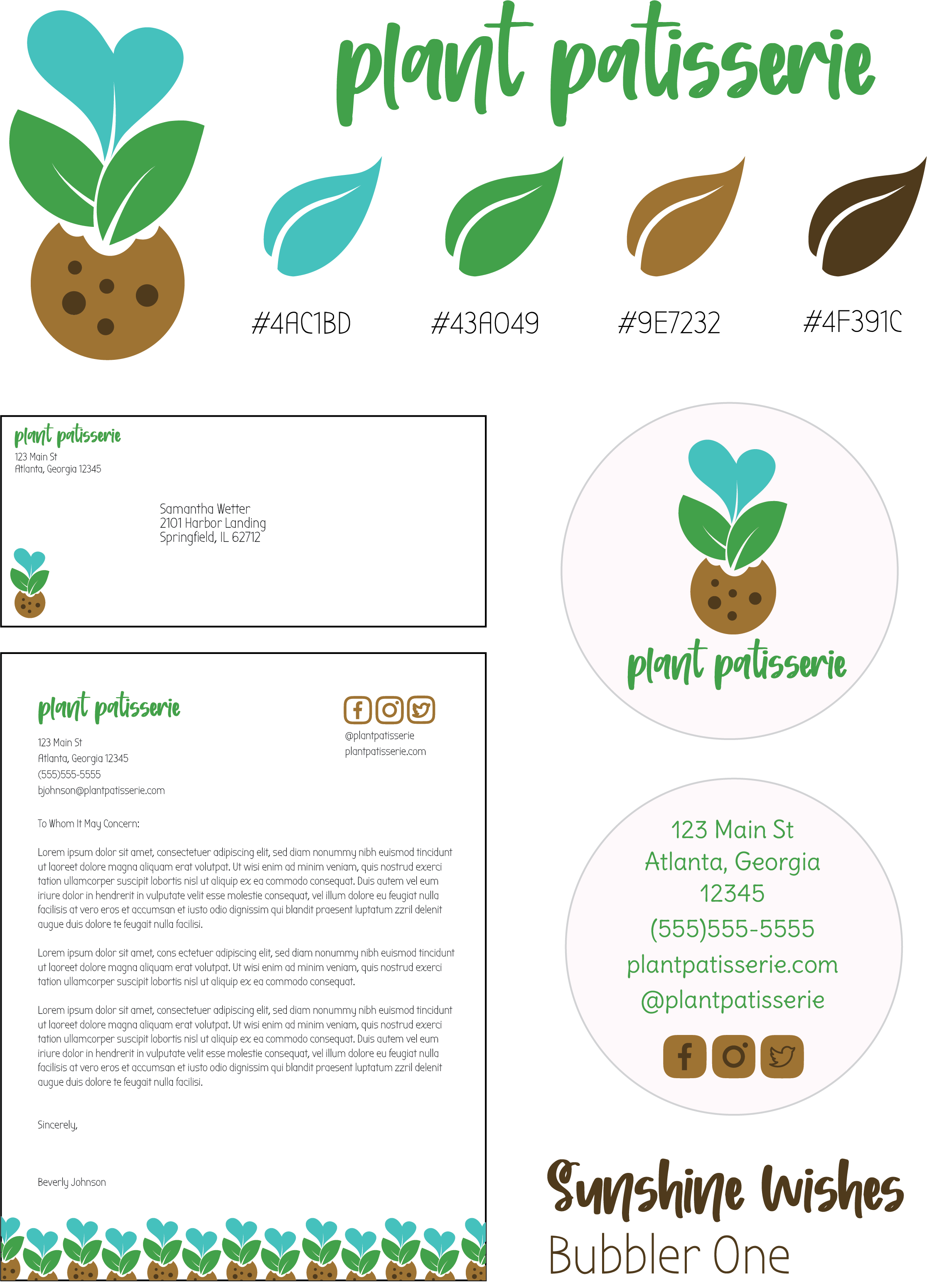 Overview of the design elements for Plant Patisserie